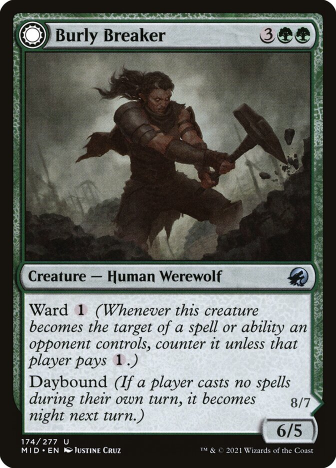 MTG Card Title: Burly Breaker // Dire-Strain Demolisher MID/174