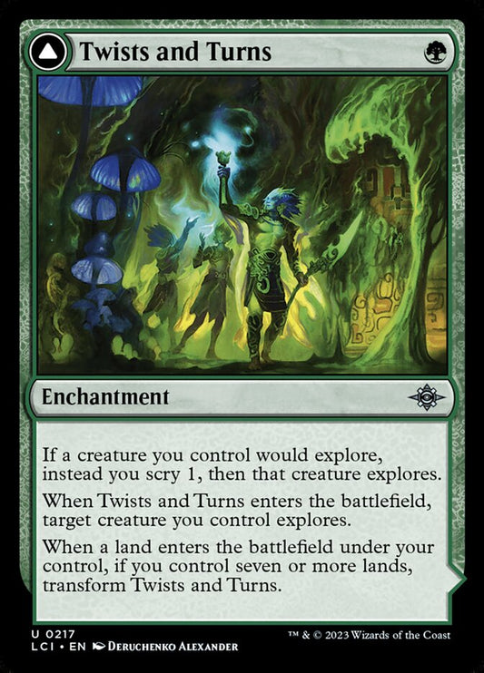 MTG Card Title: Twists and Turns // Mycoid Maze LCI/217