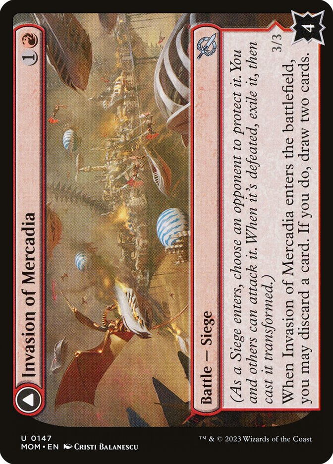 MTG Card Title: Invasion of Mercadia // Kyren Flamewright MOM/147