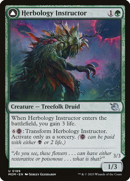 MTG Card Title: Herbology Instructor // Malady Invoker MOM/189