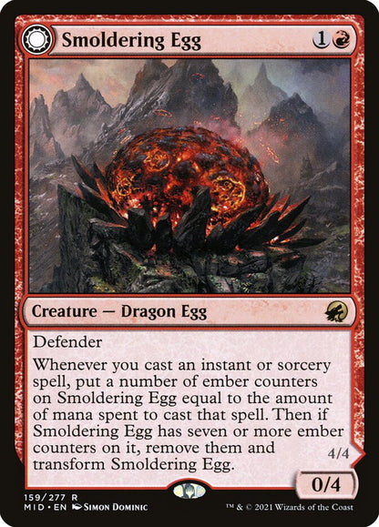 MTG Card Title: Smoldering Egg // Ashmouth Dragon MID/159