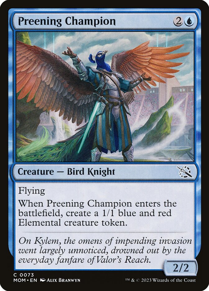 MTG Card Title: Preening Champion MOM/73