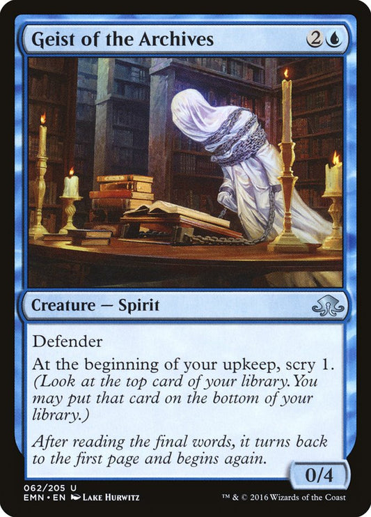 MTG Card Title: Geist of the Archives EMN/62