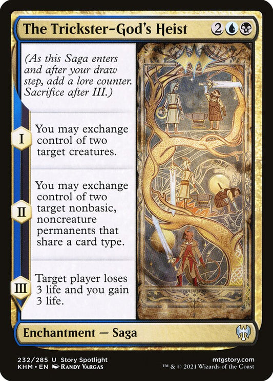 MTG Card Title: The Trickster-God's Heist KHM/232