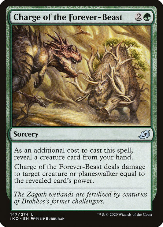 MTG Card Title: Charge of the Forever-Beast IKO/147