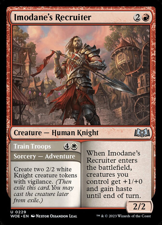 MTG Card Title: Imodane's Recruiter // Train Troops WOE/229