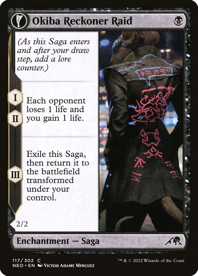 MTG Card Title: Okiba Reckoner Raid // Nezumi Road Captain NEO/117