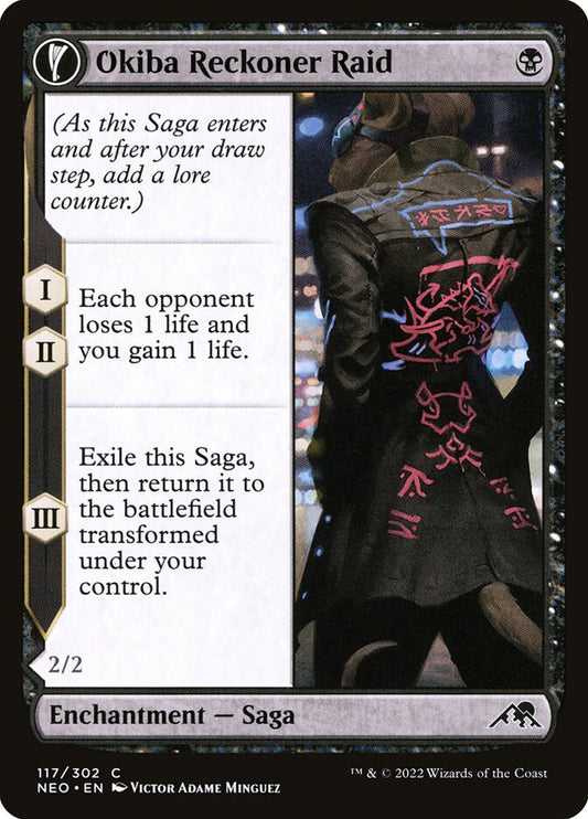 MTG Card Title: Okiba Reckoner Raid // Nezumi Road Captain NEO/117