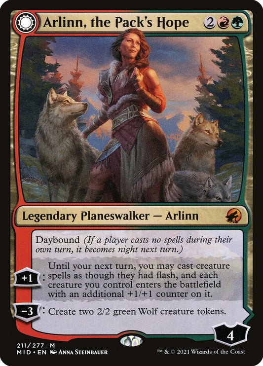 MTG Card Title: Arlinn, the Pack's Hope // Arlinn, the Moon's Fury MID/211