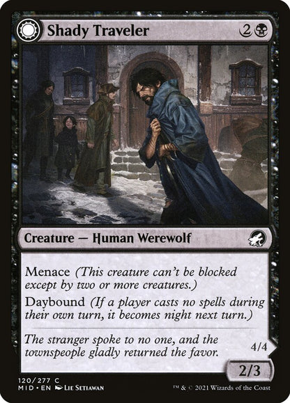 MTG Card Title: Shady Traveler // Stalking Predator MID/120
