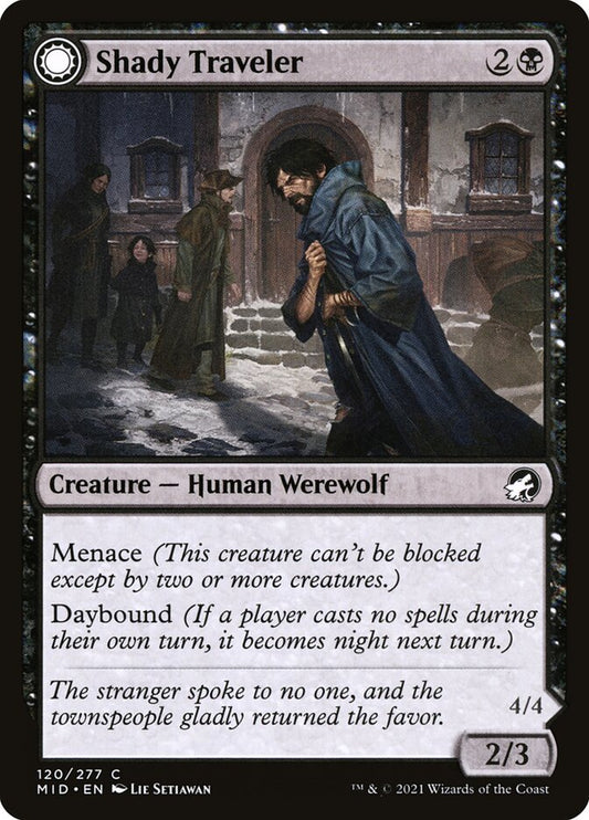 MTG Card Title: Shady Traveler // Stalking Predator MID/120