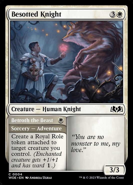 MTG Card Title: Besotted Knight // Betroth the Beast WOE/4