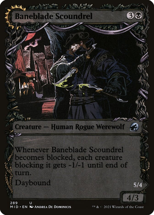 MTG Card Title: Baneblade Scoundrel // Baneclaw Marauder MID/289