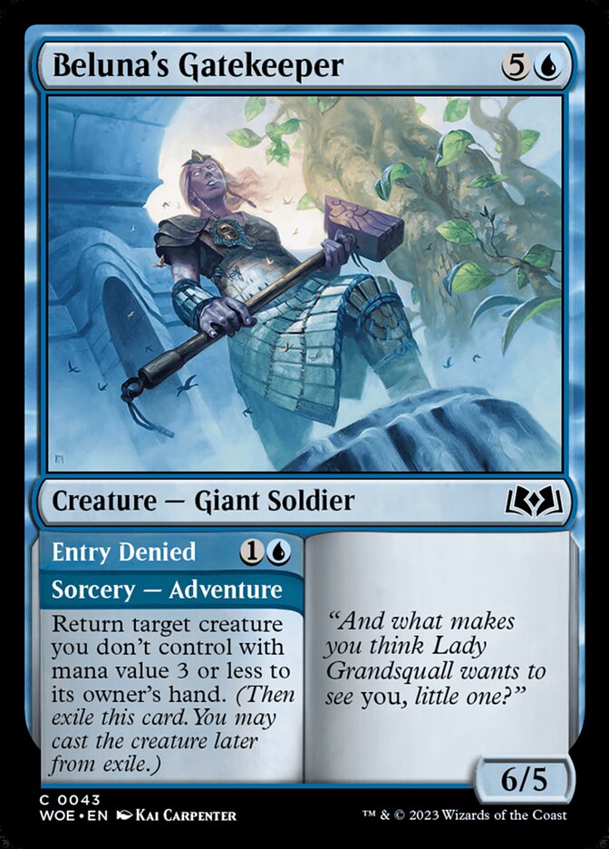MTG Card Title: Beluna's Gatekeeper // Entry Denied WOE/43