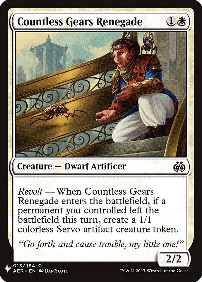 MTG Card Title: Countless Gears Renegade PLST/AER-13