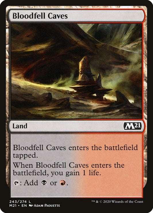 MTG Card Title: Bloodfell Caves M21/243