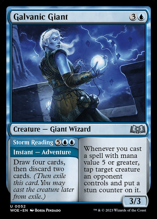 MTG Card Title: Galvanic Giant // Storm Reading WOE/52