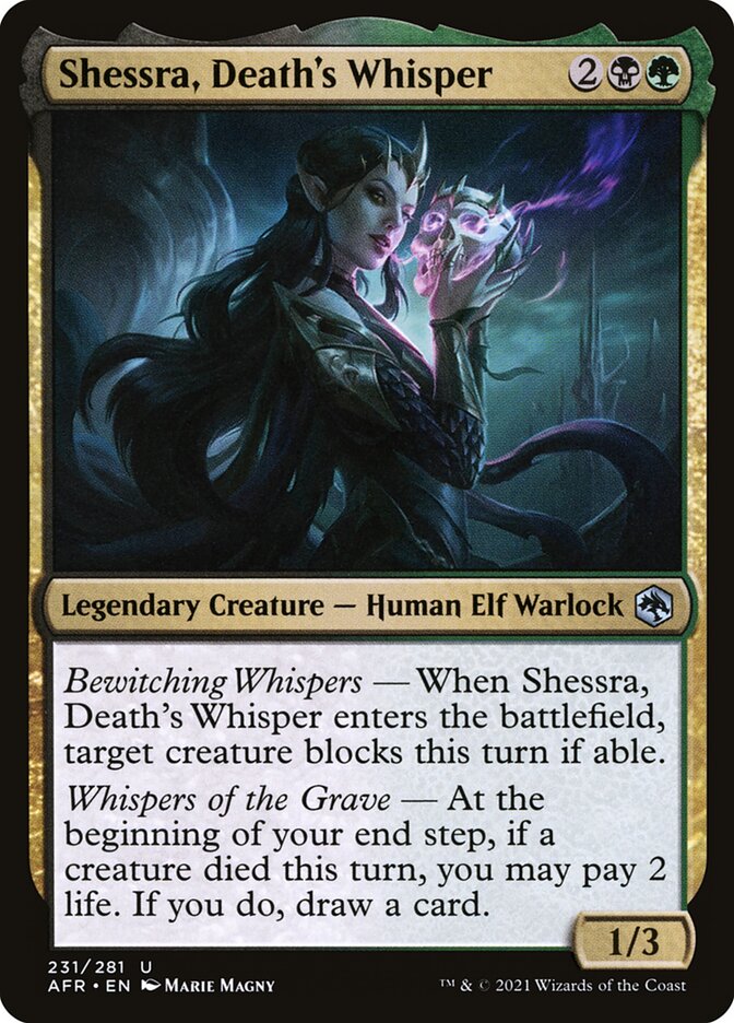 MTG Card Title: Shessra, Death's Whisper AFR/231