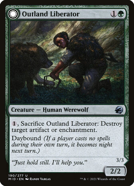 MTG Card Title: Outland Liberator // Frenzied Trapbreaker MID/190