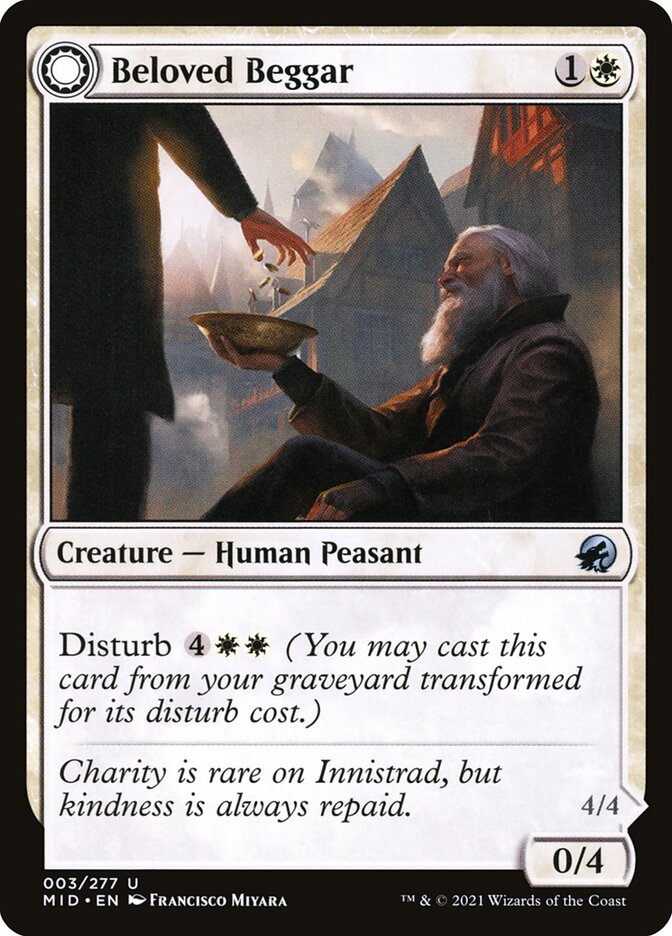 MTG Card Title: Beloved Beggar // Generous Soul MID/3