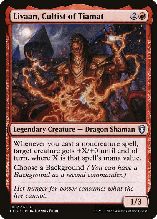 MTG Card Title: Livaan, Cultist of Tiamat CLB/188