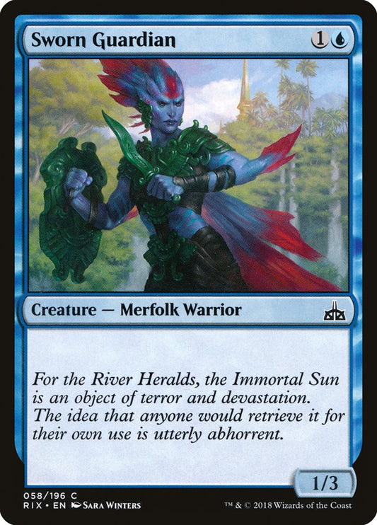 MTG Card Title: Sworn Guardian RIX/58