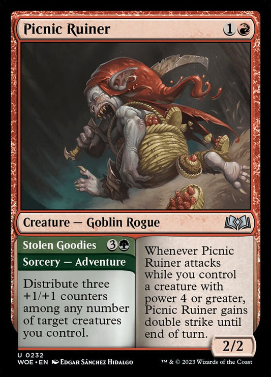 MTG Card Title: Picnic Ruiner // Stolen Goodies WOE/232