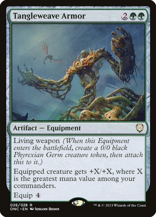 MTG Card Title: Tangleweave Armor ONC/26