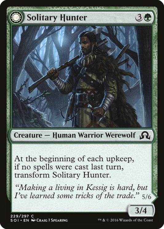 MTG Card Title: Solitary Hunter // One of the Pack SOI/229