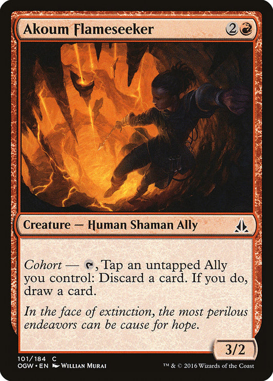 MTG Card Title: Akoum Flameseeker OGW/101