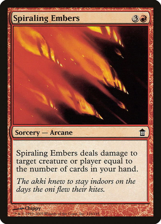 MTG Card Title: Spiraling Embers SOK/116
