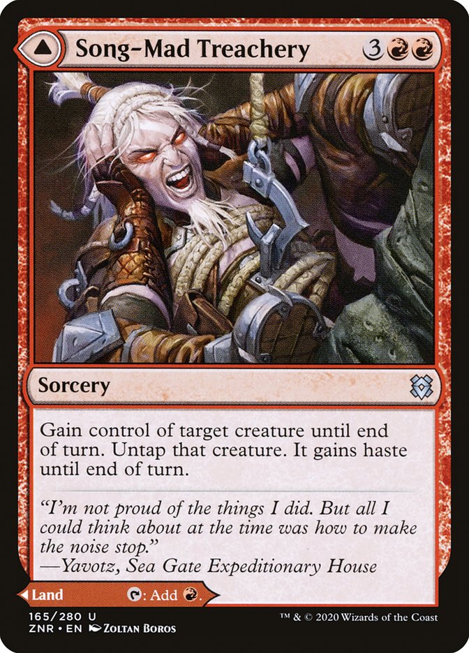 MTG Card Title: Song-Mad Treachery // Song-Mad Ruins ZNR/165