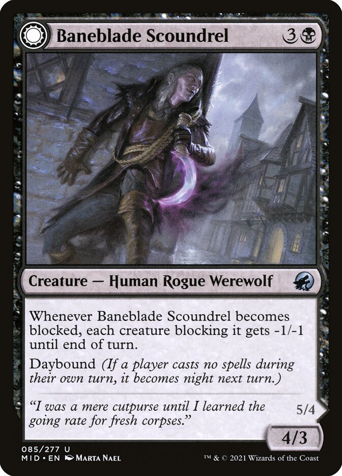 MTG Card Title: Baneblade Scoundrel // Baneclaw Marauder MID/85
