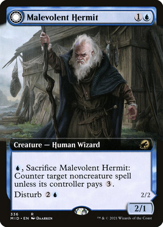 MTG Card Title: Malevolent Hermit // Benevolent Geist MID/336