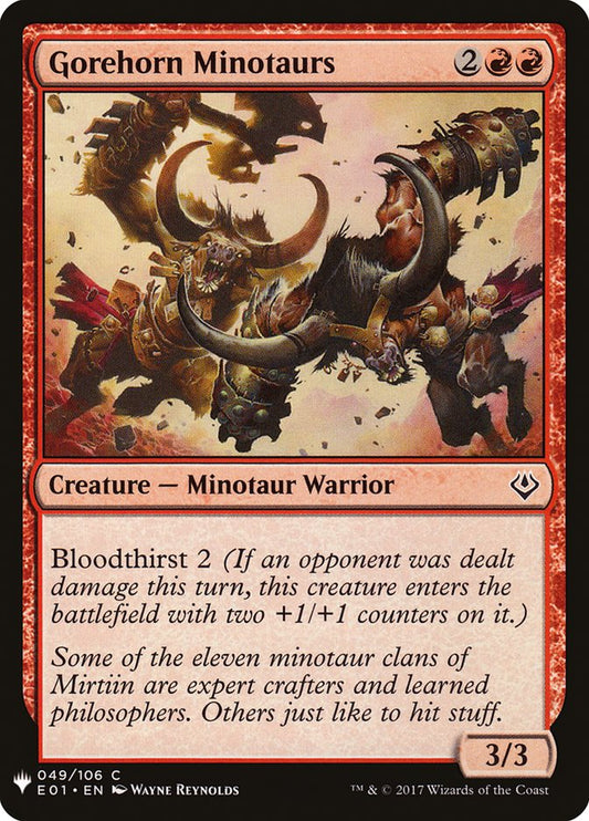 MTG Card Title: Gorehorn Minotaurs PLST/E01-49