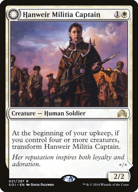 MTG Card Title: Hanweir Militia Captain // Westvale Cult Leader SOI/21