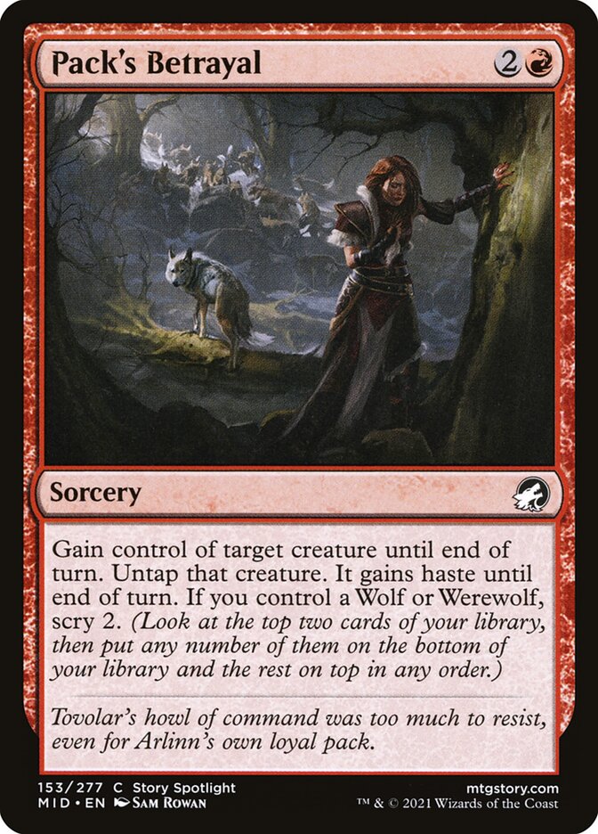 MTG Card Title: Pack's Betrayal MID/153