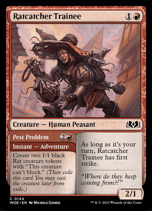 MTG Card Title: Ratcatcher Trainee // Pest Problem WOE/144