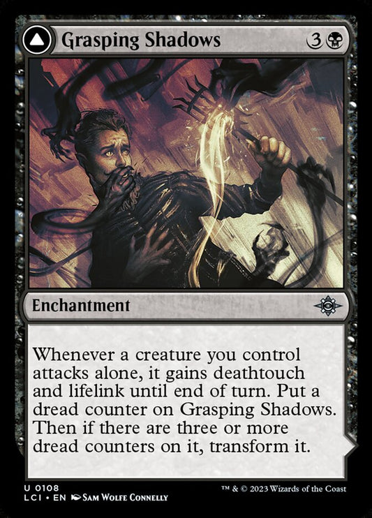 MTG Card Title: Grasping Shadows // Shadows' Lair LCI/108