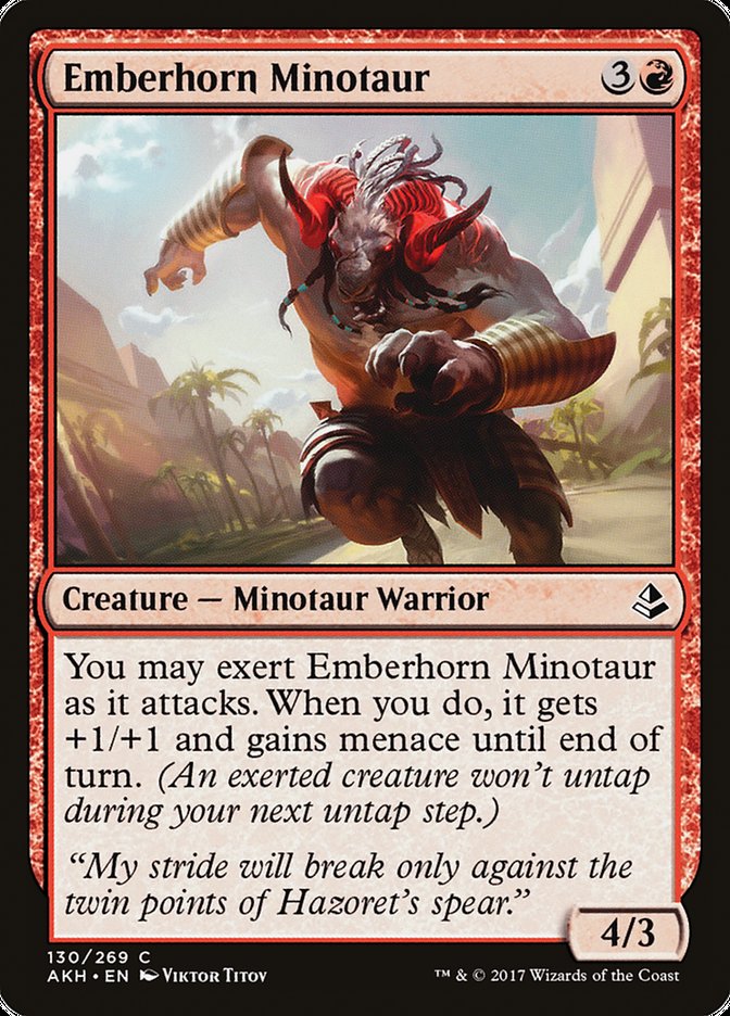 MTG Card Title: Emberhorn Minotaur AKH/130
