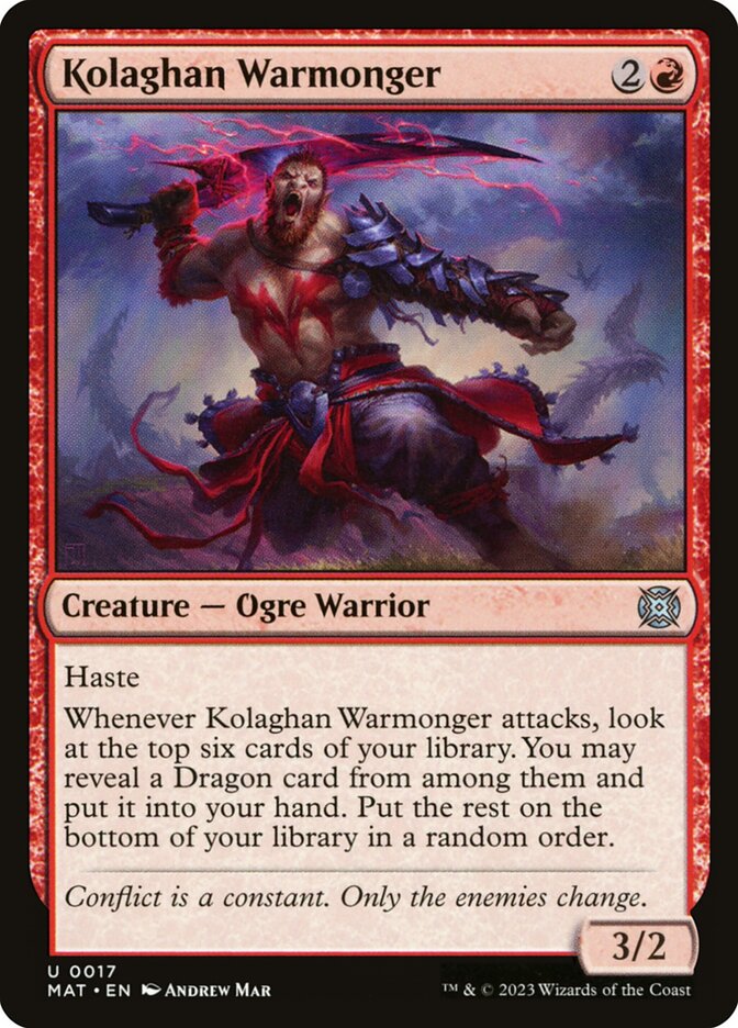 MTG Card Title: Kolaghan Warmonger MAT/17