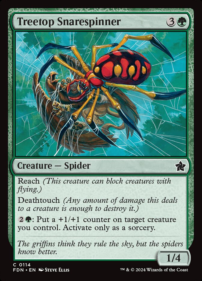 MTG Card Title: Treetop Snarespinner FDN/114