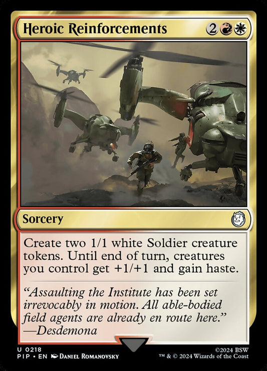 MTG Card Title: Heroic Reinforcements PIP/218