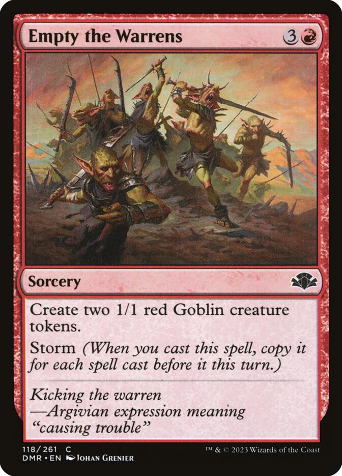 MTG Card Title: Empty the Warrens DMR/118