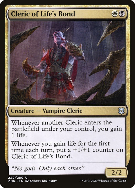 MTG Card Title: Cleric of Life's Bond ZNR/222