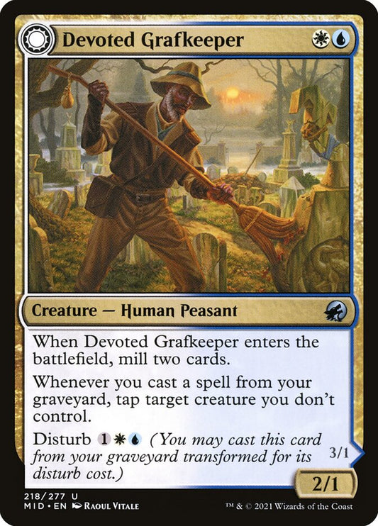 MTG Card Title: Devoted Grafkeeper // Departed Soulkeeper MID/218