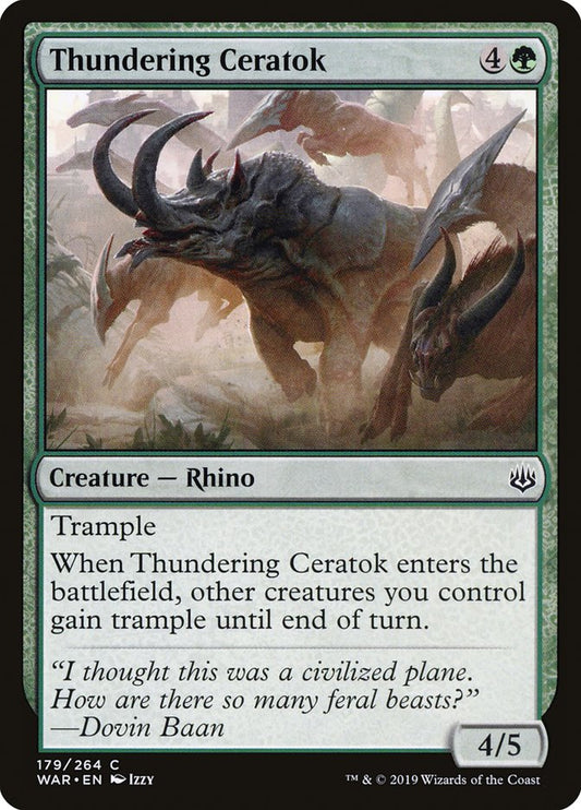 MTG Card Title: Thundering Ceratok WAR/179