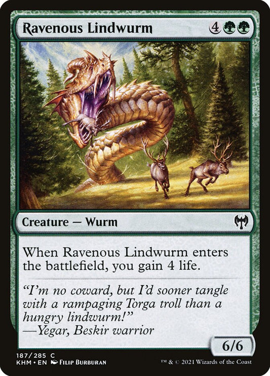 MTG Card Title: Ravenous Lindwurm KHM/187