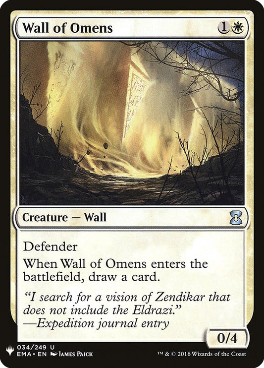 MTG Card Title: Wall of Omens PLST/EMA-34