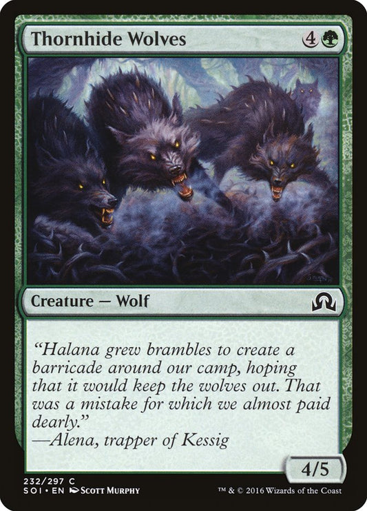 MTG Card Title: Thornhide Wolves SOI/232